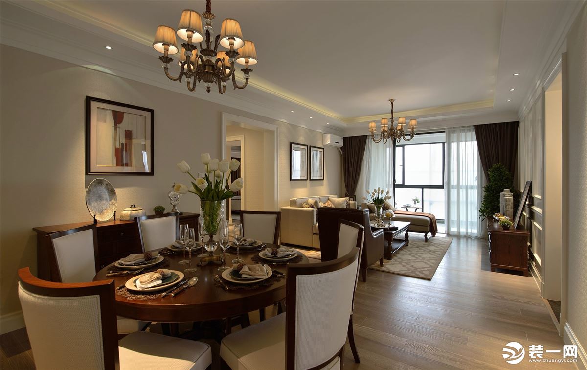 荔山公寓88平三居室美式风格效果图餐厅