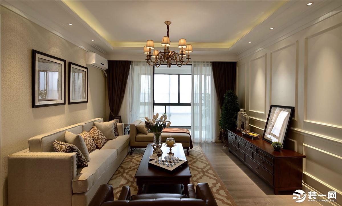 荔山公寓88平三居室美式风格效果图客厅