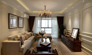 荔山公寓88平三居室美式风格效果图客厅