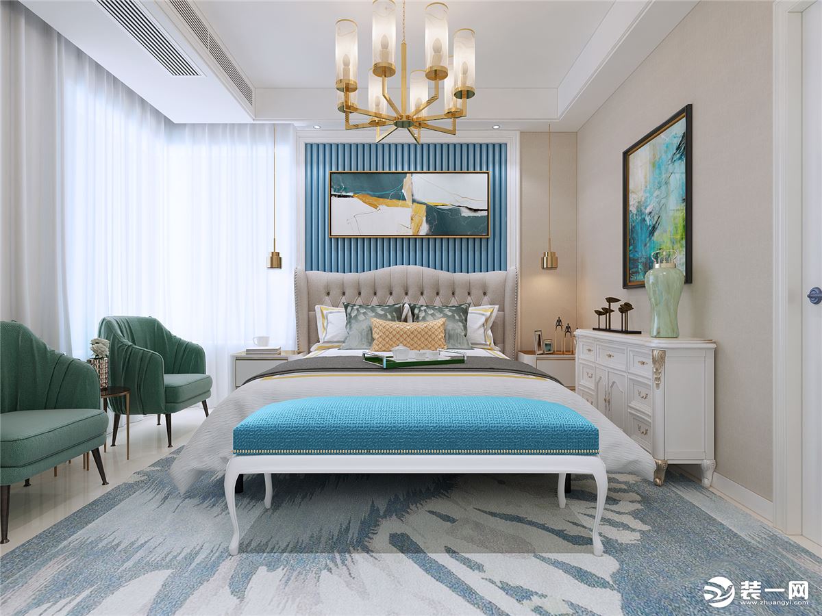 金岸红堡150平法式轻奢风格装修卧室设计效果图