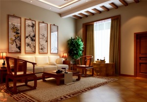 客厅阿卡莫装饰 阿卡迪亚320平中式风格装修
