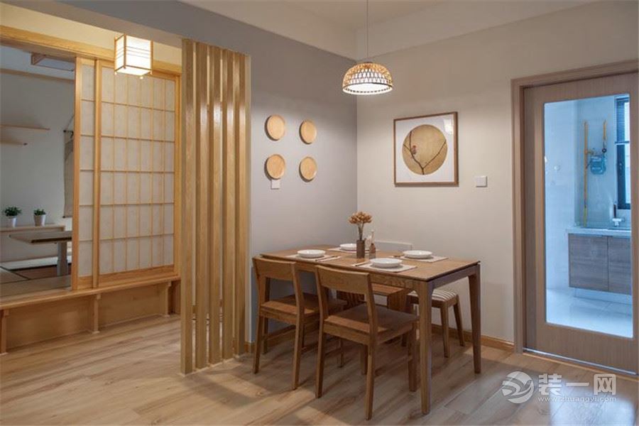 福州正祥林语墅104平米三居室日式风格餐厅、背景墙、餐桌