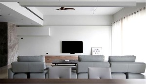 福州永嘉苑86平米三居室现代风格客厅、沙发、电视背景墙