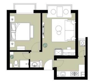 裝修50㎡的單身公寓現代簡約風格  戶型圖