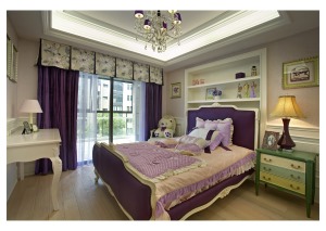 无锡紫色心语二居室89平法式风格卧室