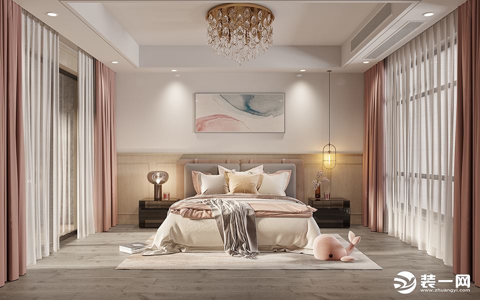 【女儿房】  设计师以粉色和白色作为房间主色调，纯洁又美好，符合少女的粉色心境。