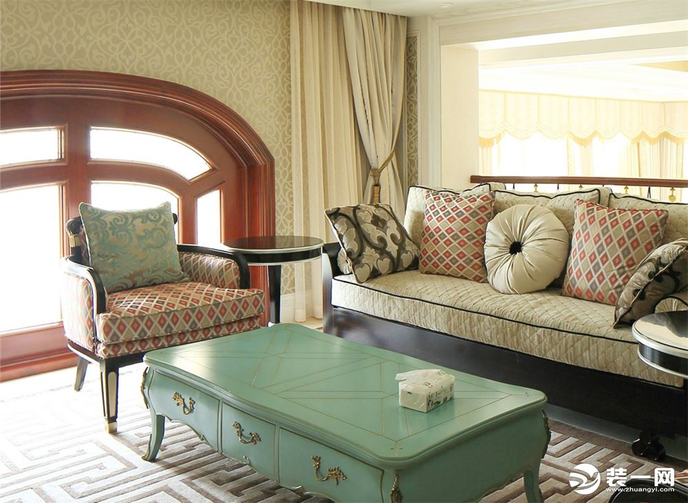 洲际银海湾三居室新中式风格造价16万--客厅