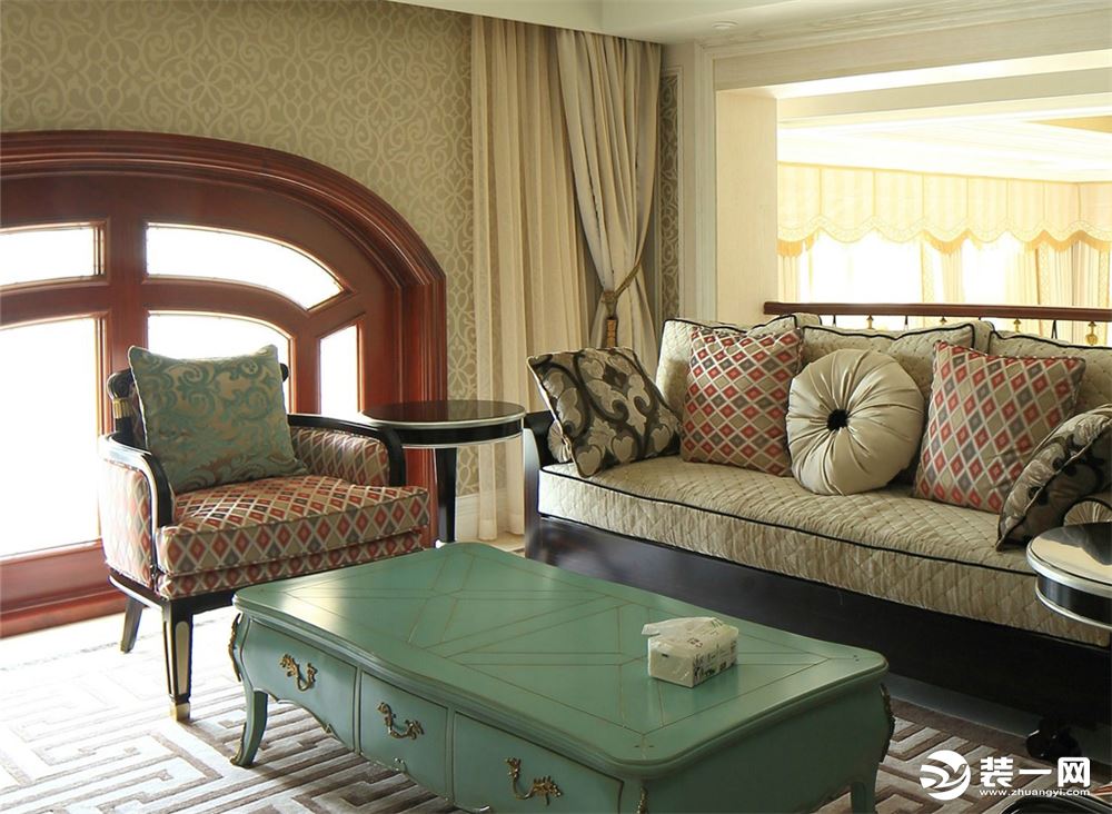 洲际银海湾三居室新中式风格造价16万--客厅