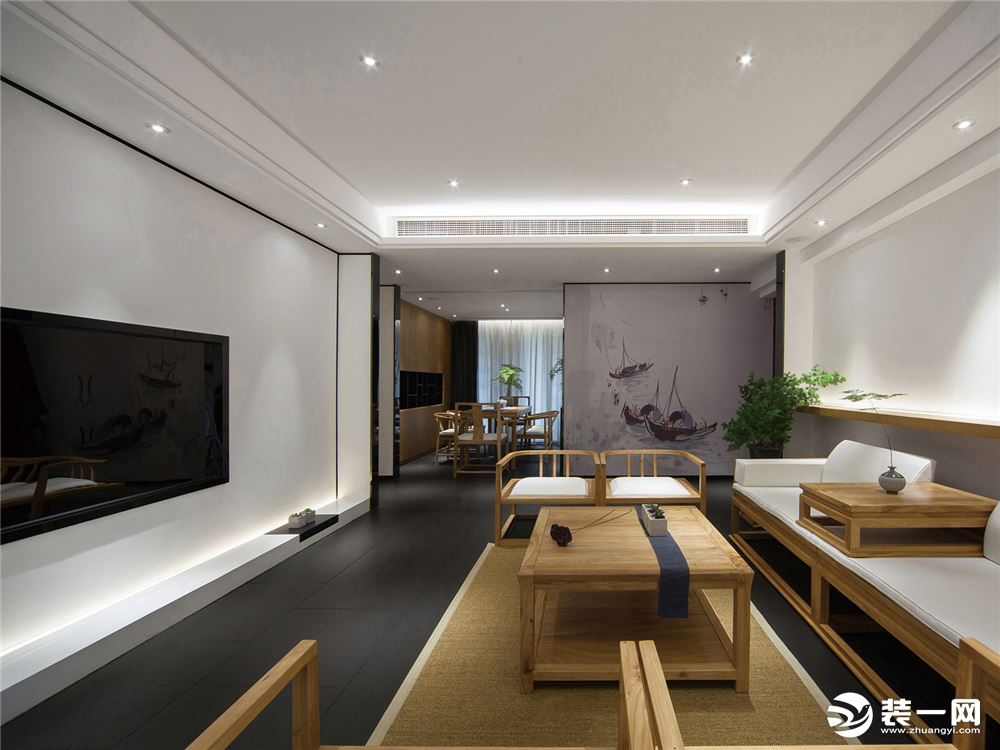 【众意装饰】新鸿基悦城二居室中式风格效果图--客厅
