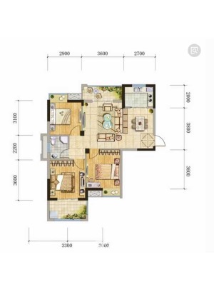 成都众意装饰【明信城】现代风格三居室造价15万--户型图