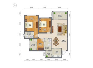 【佳乐国际城】欧式风格二居室造价12万--户型图