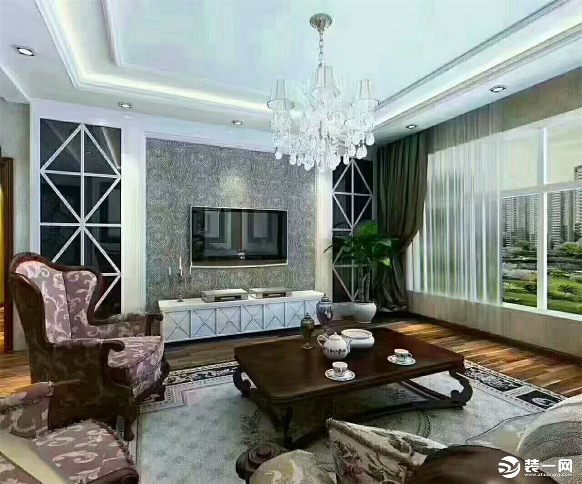 西宁城北国际村143平四室两厅现代简欧风格客厅装修