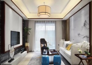 中惠紫禁城120㎡新中式三室，客厅、卧室背景墙美醉了，全屋超有韵味！
