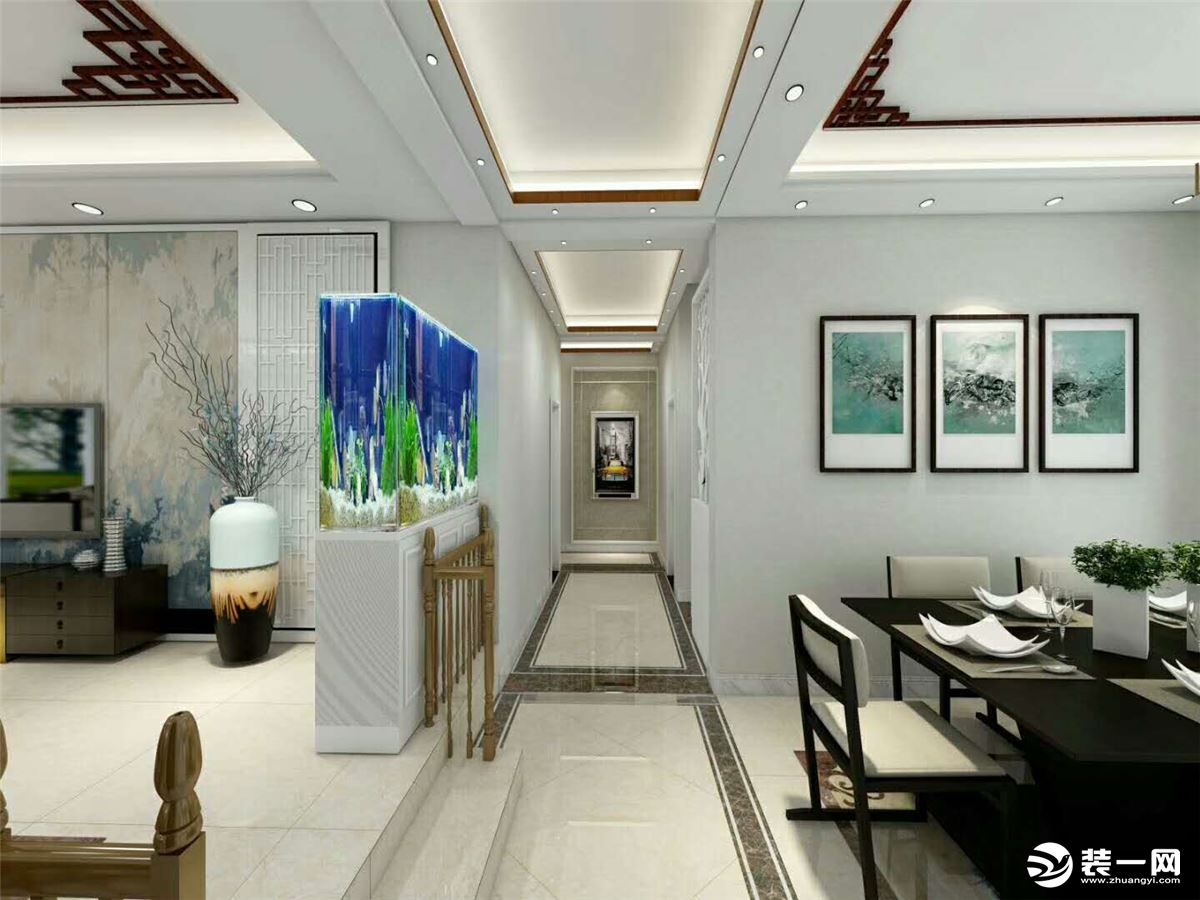 青海互助威远路桥150平三室两厅新中式风格走廊玄关装修