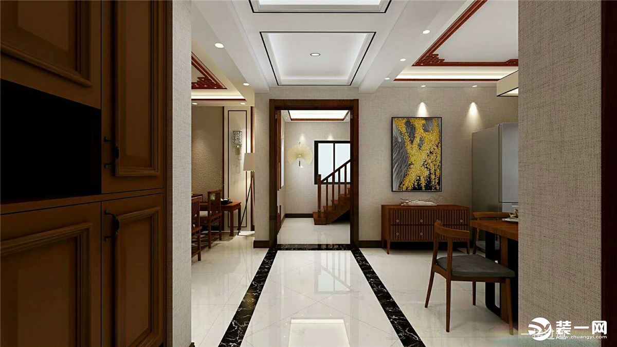 乐都锦绣水居160平三室两厅新中式风格走廊装修