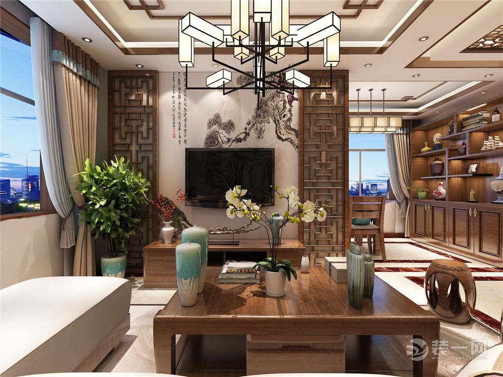 新中式风格四居室客厅装修图片