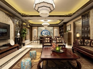 新中式风格四居室客厅装修图片