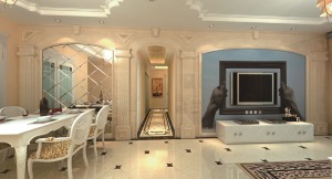 128平三居室欧式风格餐厅装修效果图