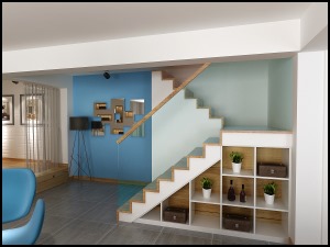 129平三居室简约风格楼梯装修效果图