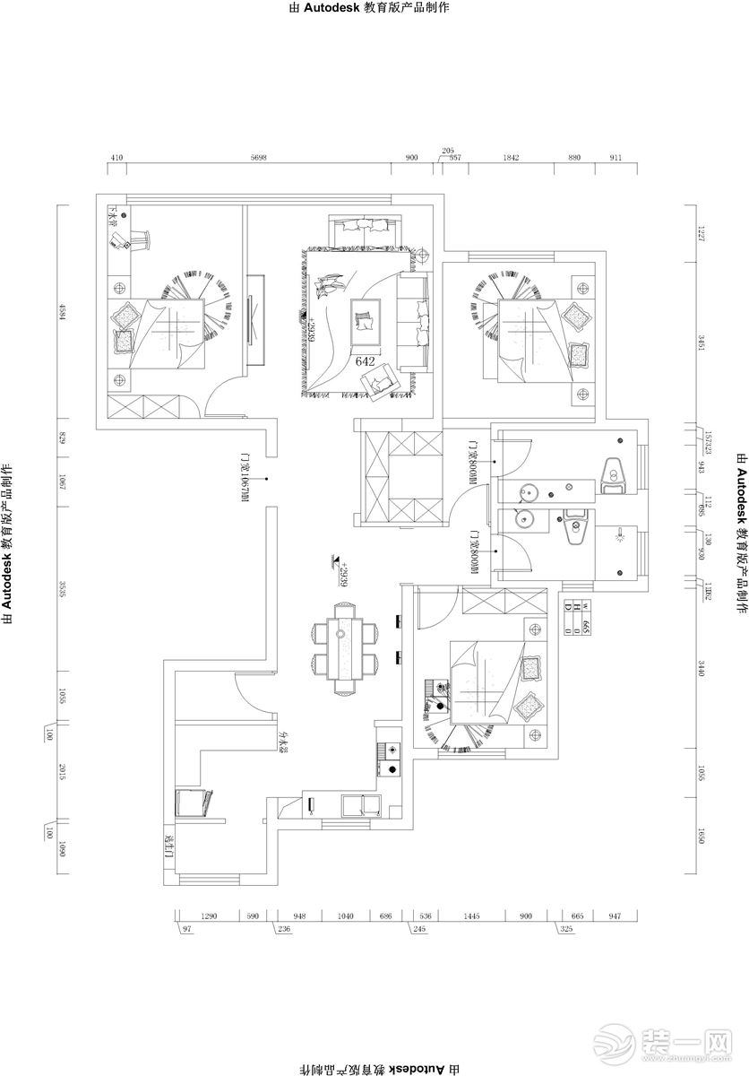 平面布局圖：先進行空間設(shè)計，然后進行裝飾設(shè)計。