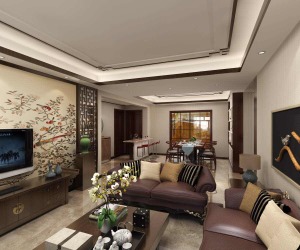 新中式的客厅，保留了传统中式的沉稳大气，细致典雅，又撇去了些许沉闷压抑。