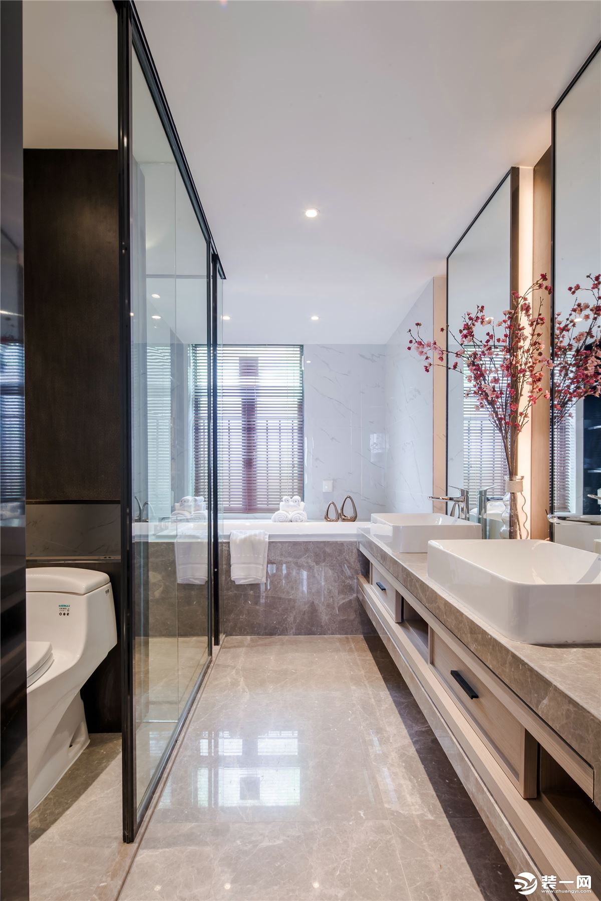 【千思装饰】180㎡新中式样板房+卫生间 洁具完美新中式实景样板房