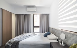 【千思裝飾】89㎡簡約風+臥室 窗簾 床裝修實景效果圖