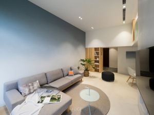 【千思装饰】loft简约设计+小复式客厅 沙发电视背景墙 装修效果图