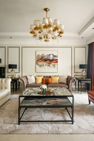 【千思装饰】140㎡法式风格+客厅 沙发装修效果图