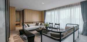 【千思裝飾】158㎡新中式風格+客廳 窗簾裝修實景效果圖