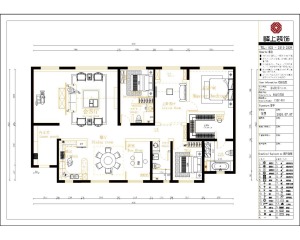 設計思路 本案位于西青區，一個四室改三室的戶型，去掉一個臥室擴大餐廳面積，增加新中式設計感，業主