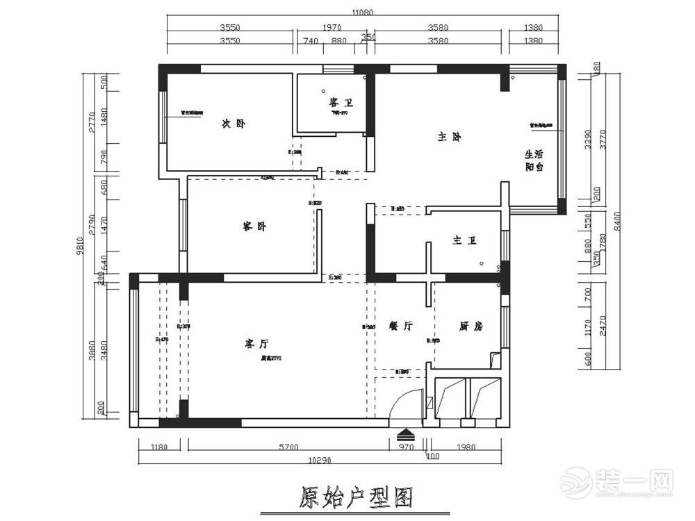 祥和名邸120㎡原始构架图