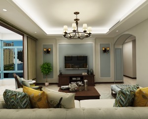 简洁明快的客厅，极尽的单纯、自然，充满个性化，色彩上以白色为主要色调，在家具和配饰上基本上延续