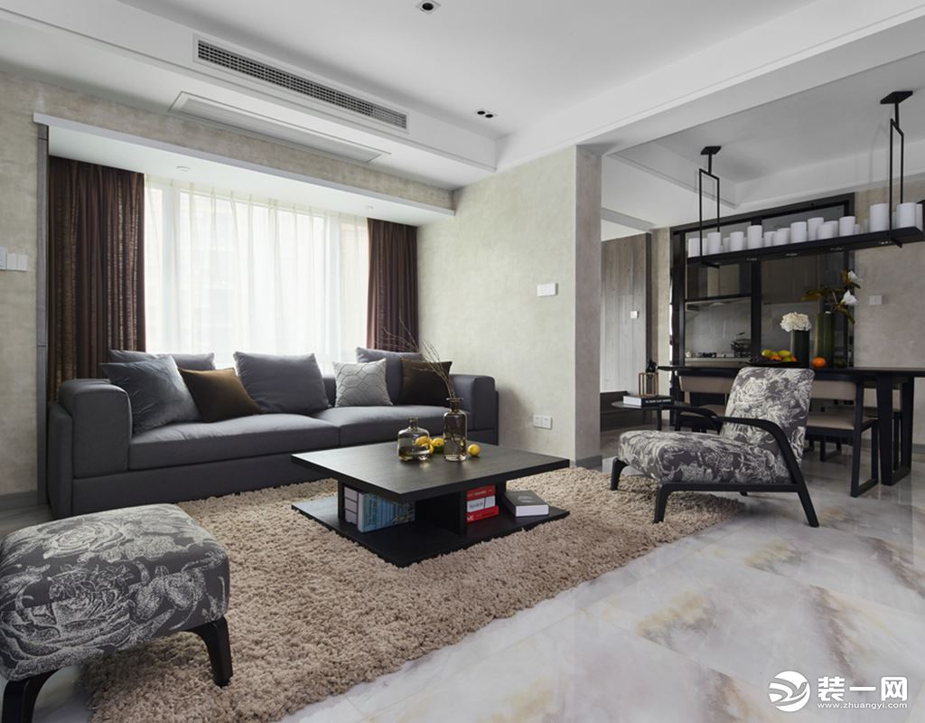 深圳幸福城130平三居室简约风格效果图客厅