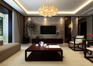 中式客厅效果，113平米，16.5万