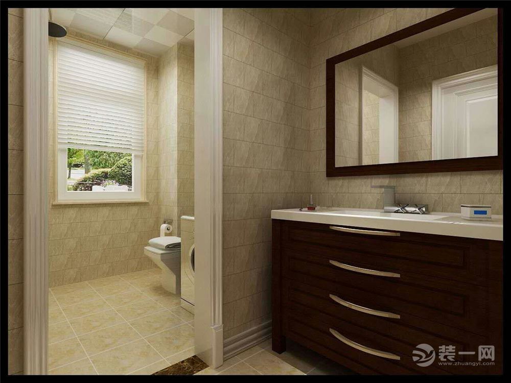 卫生间设计采用了干湿分离的设计，更加的美观，也改善了用厕高峰期拥堵的状况