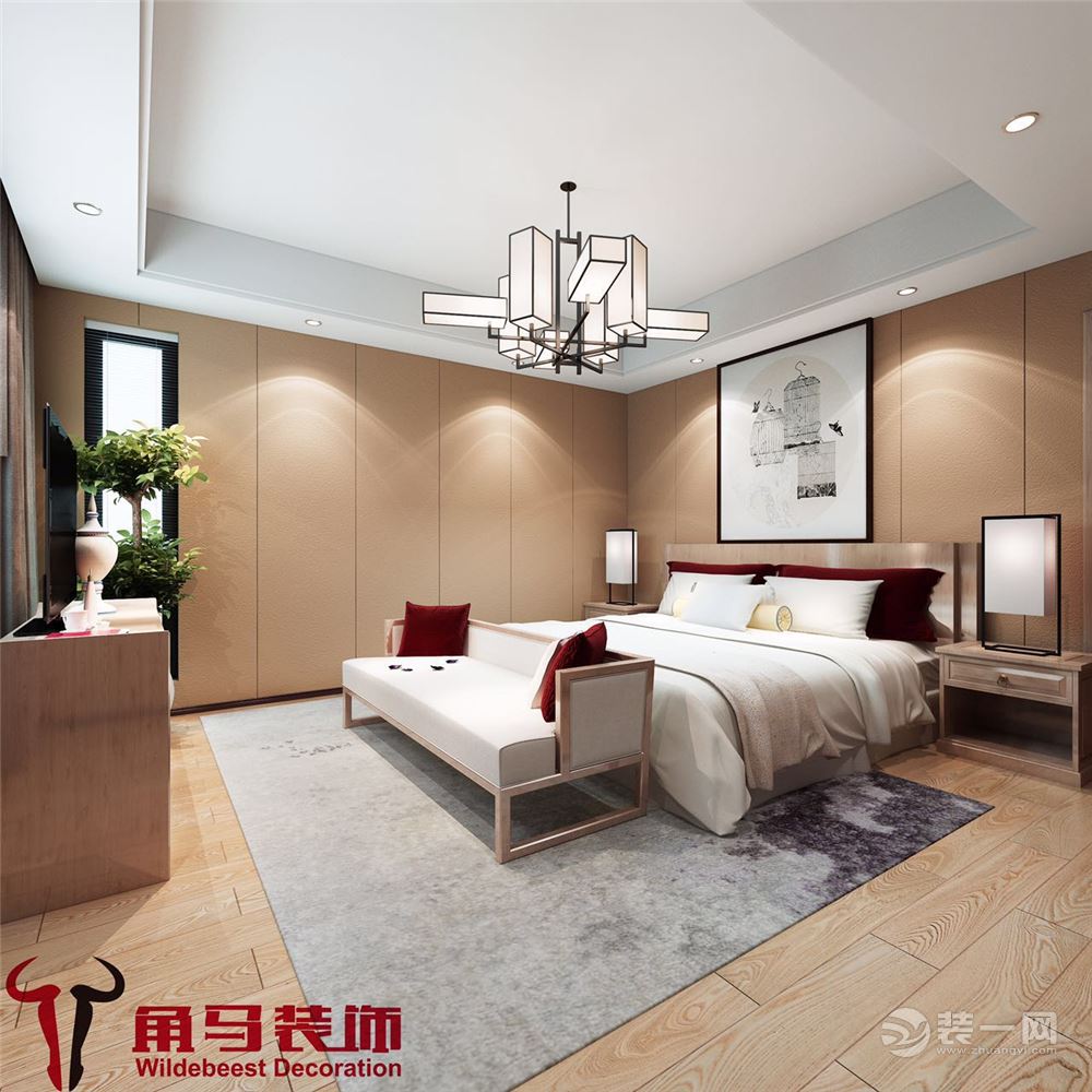 卧室：整体以木色系为主，让居住者感受到舒适，自然