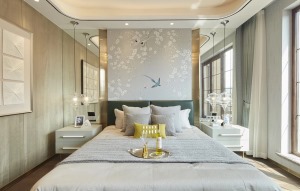 380平别墅现代中式风格装修效果图卧室