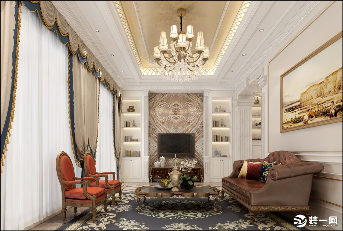 广佛新世界420㎡别墅欧式新古典客厅装修效果图