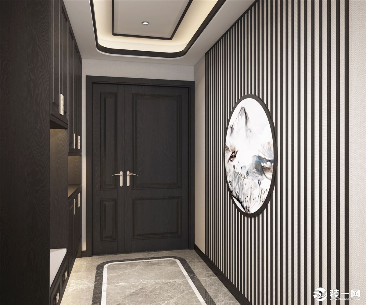 珠江帝景苑250㎡四居室新中式入户门装修效果图