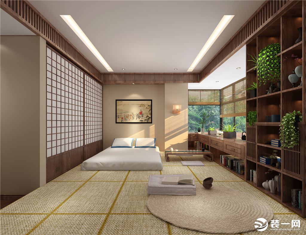 雍景豪园160㎡新中式卧室榻榻米装修效果图