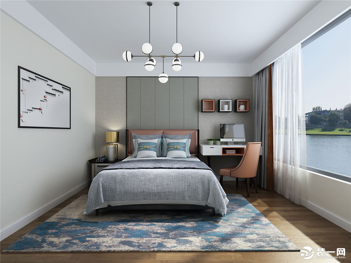 万科兰乔圣菲463㎡现代中式复式楼卧室装修效果图
