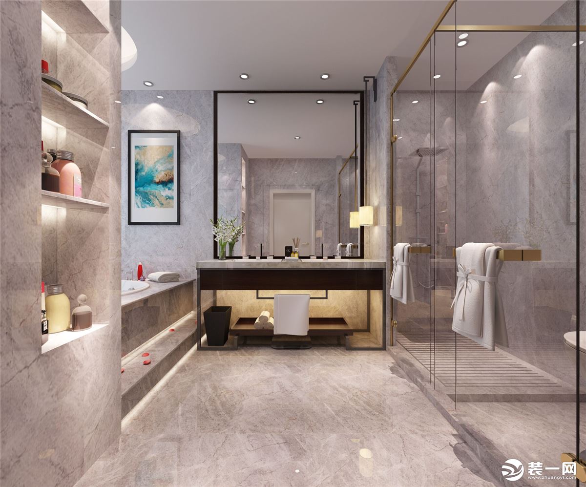 华侨城290㎡四居室现代简约浴室装修效果图