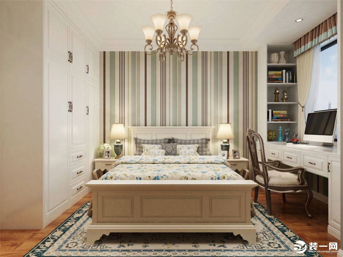 怡翠晋盛御园127㎡二居室现代美式风格次卧装修效果图