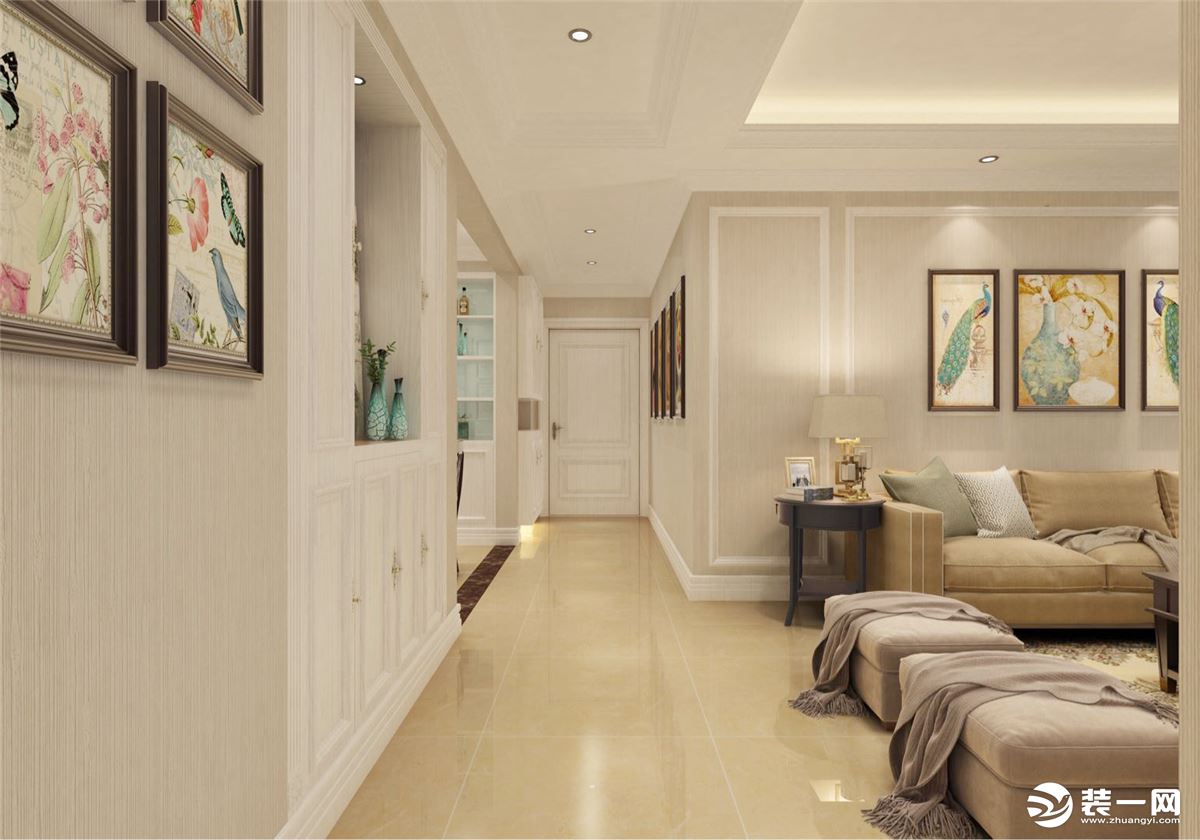 怡翠晋盛御园127㎡二居室现代美式风格过道装修效果图