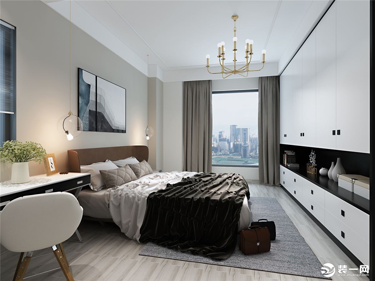 怡翠晋盛124㎡三居室后现代风格卧室装修效果图
