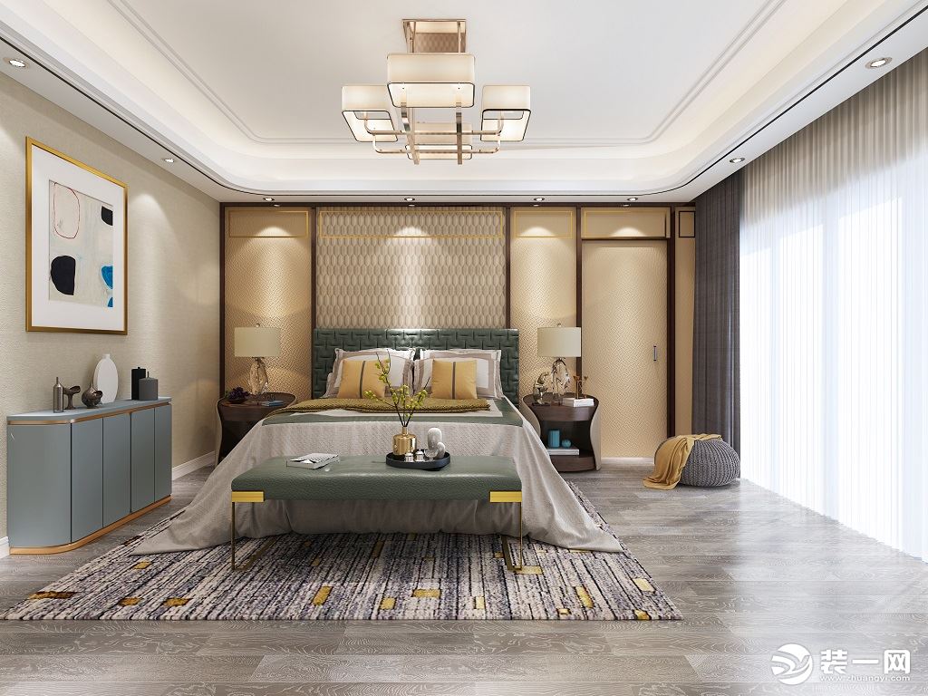 燊荣豪庭631㎡别墅现代新中式卧室装修效果图
