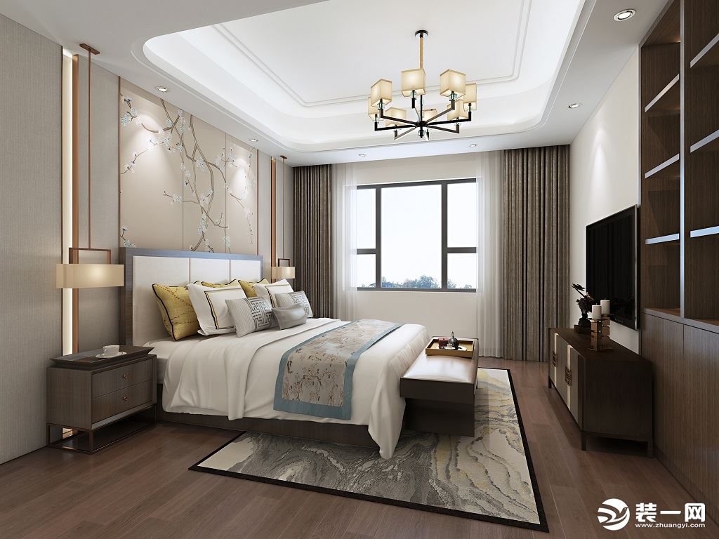 燊荣豪庭631㎡别墅现代新中式卧室装修效果图