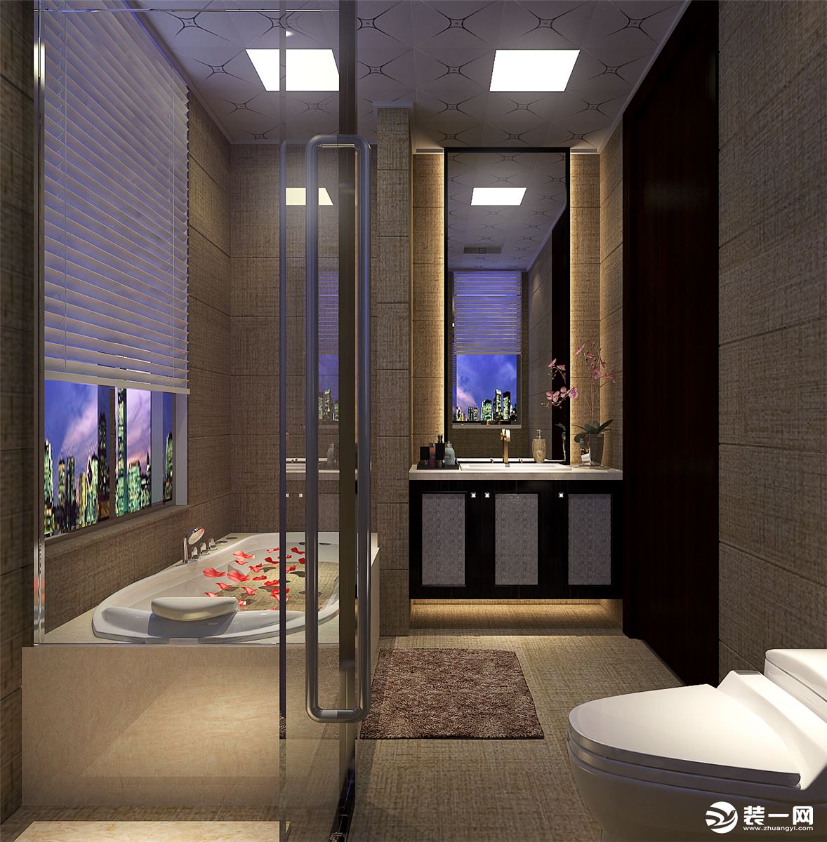 奥园150平方三居室现代中式浴室装修设计案例