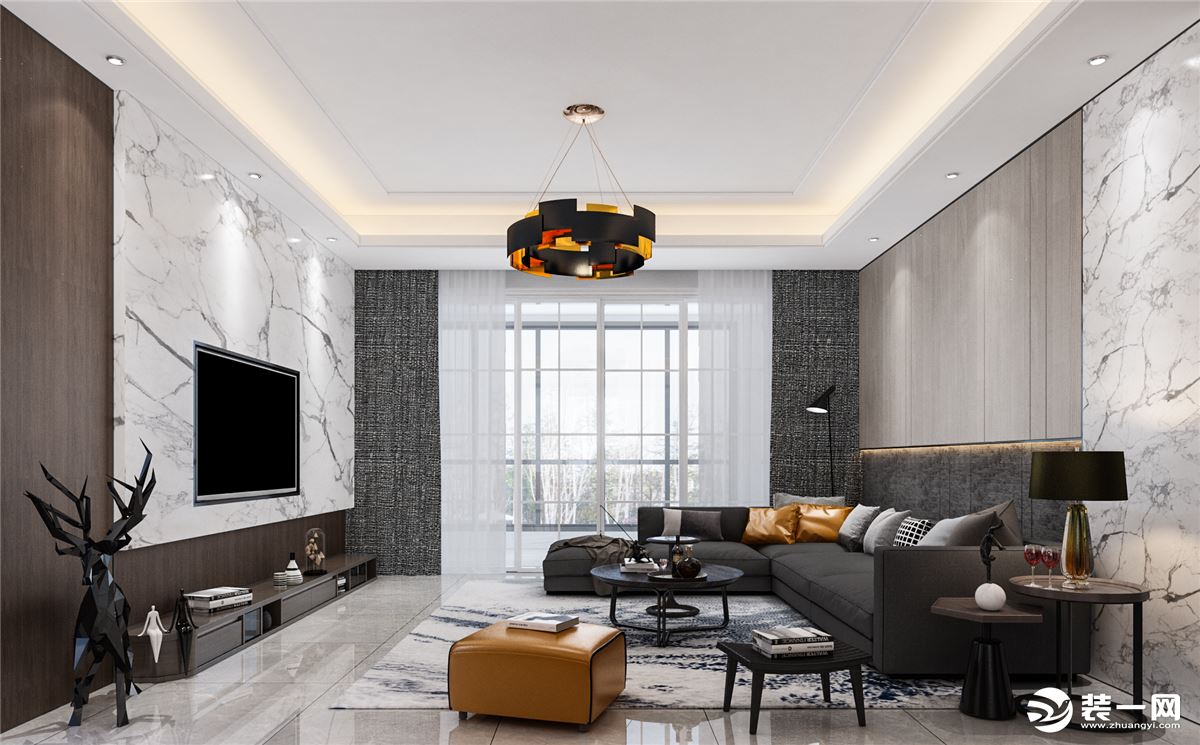 广州市南沙星河丹堤187㎡四室两厅现代简约客厅装修案例